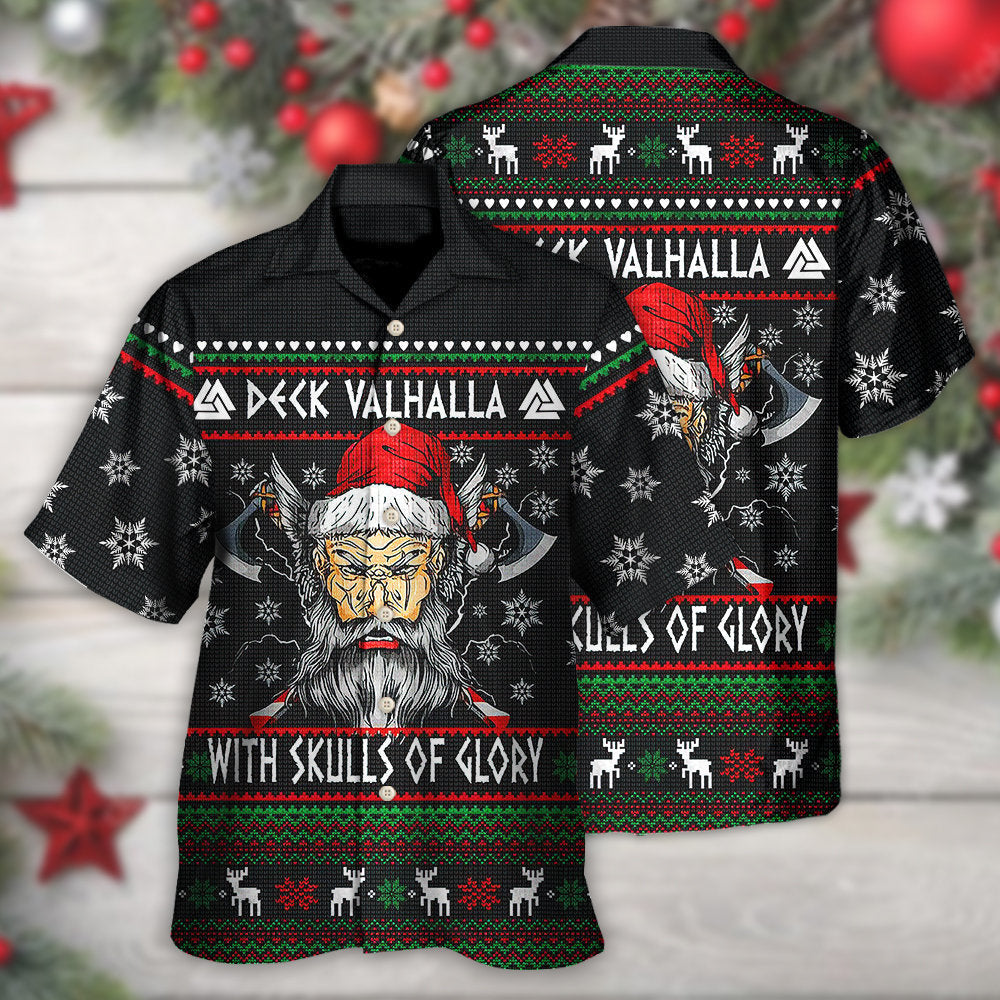 Christmas Deck Valhalla With Skull Of Glory - Hawaiian Shirt