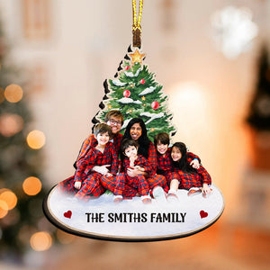 Christmas With Family, We Are Family - Gift For Family - Personalized Photo Custom Shaped Wooden Ornament