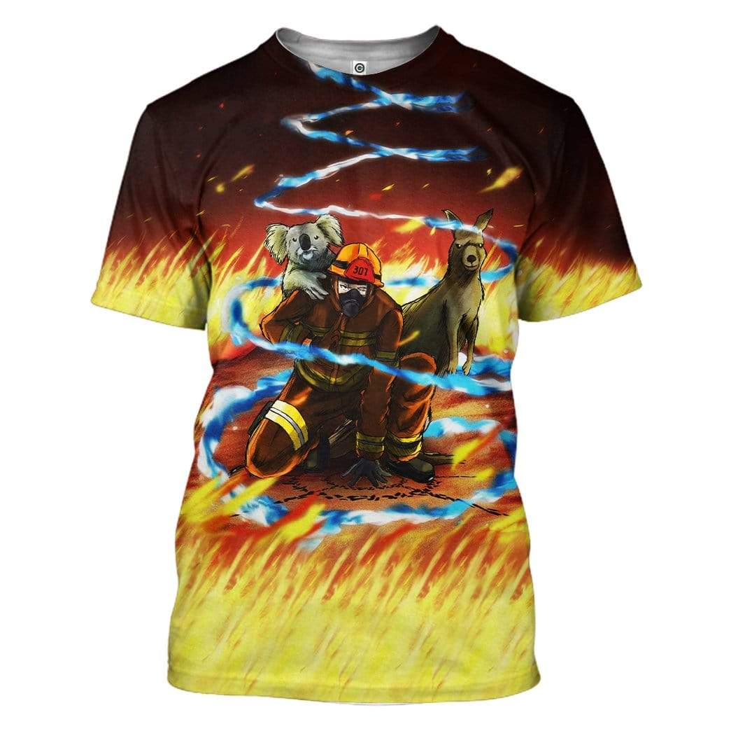 Save Australia Firefighter T-Shirt 3D For Men & Women