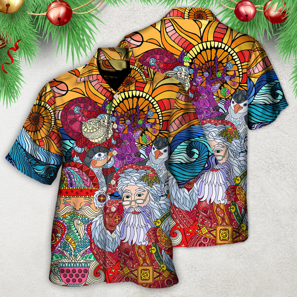 Christmas Santa Colorful Geometry - Hawaiian Shirt