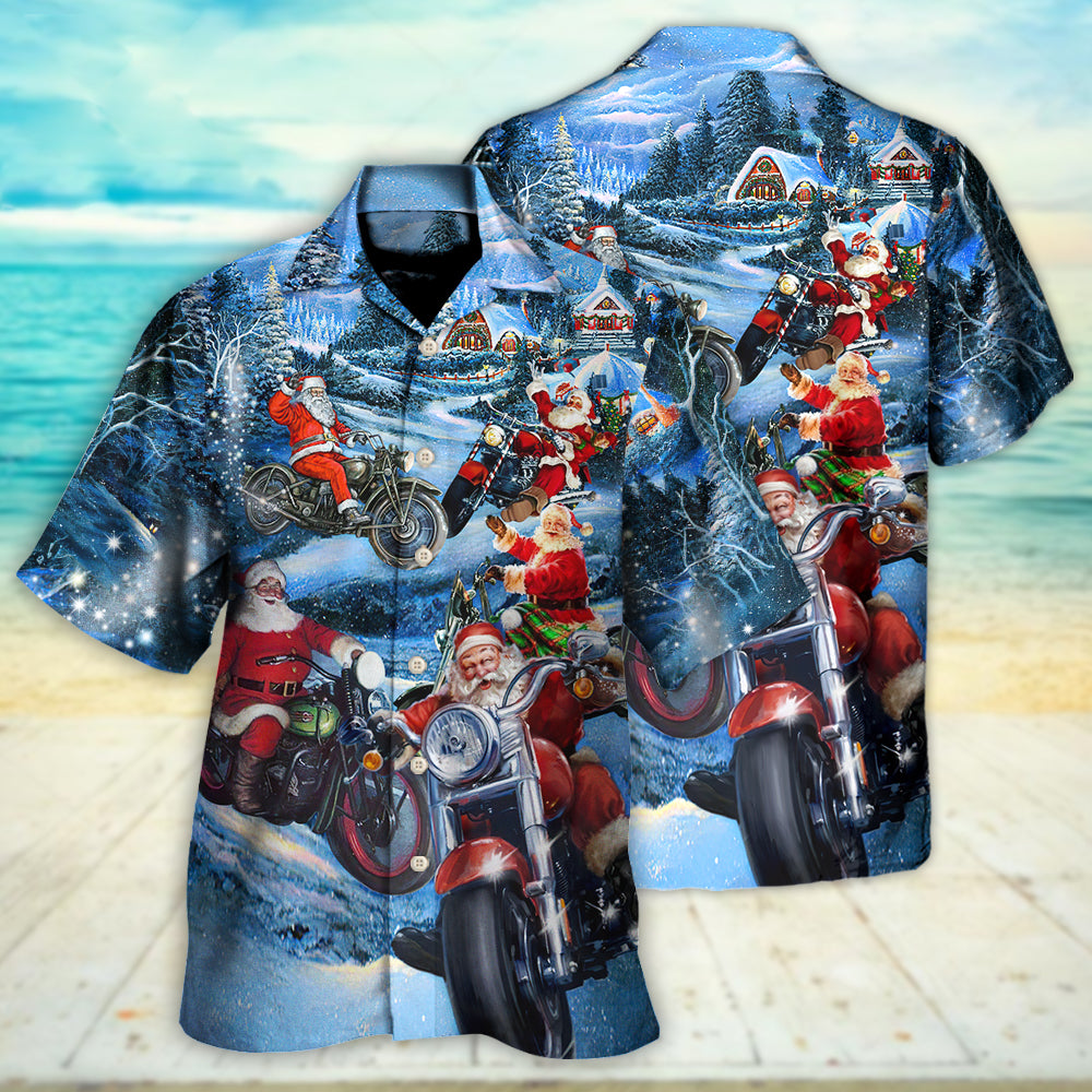 Christmas Driving With Santa Claus In Town - Hawaiian Shirt