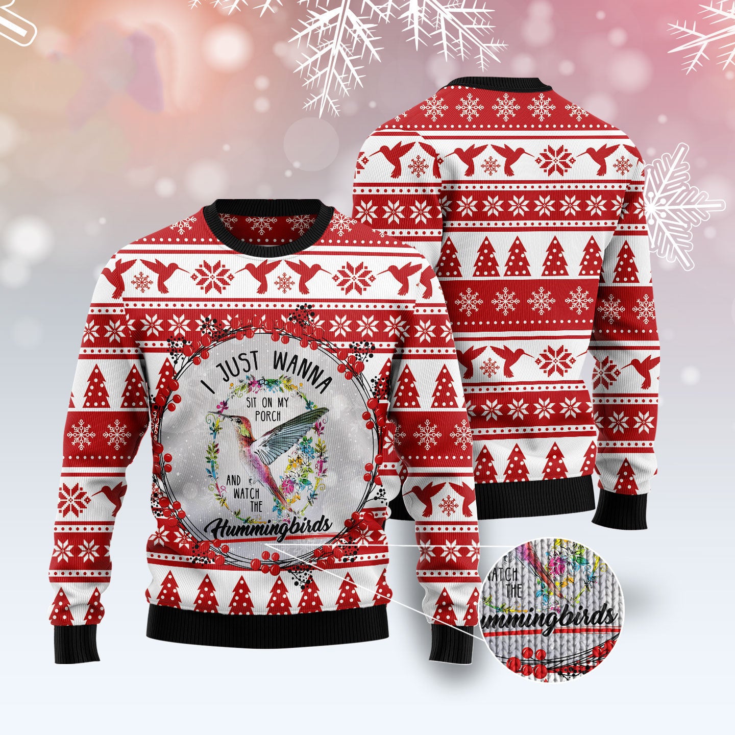 Watch Hummingbirds Funny Red Ugly Sweater