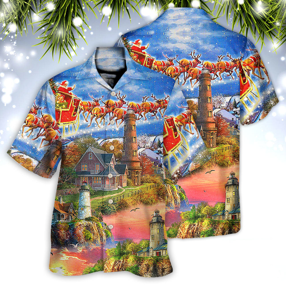 Christmas Santa Shine Like A Lighthouse - Hawaiian Shirt