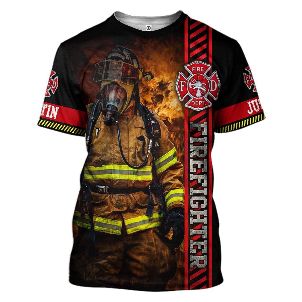 Personalized Brave Firefighter T-Shirt 3D