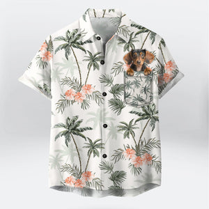 Custom Photo Palm Trees And Cheetah Floral Pattern - Personalized Hawaii Shirt