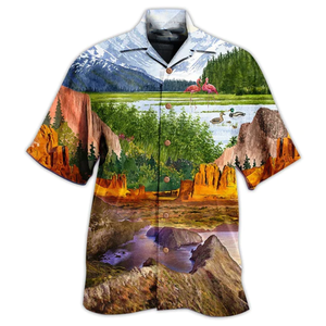 Camping Love Flamingo Landscape - Hawaiian Shirt