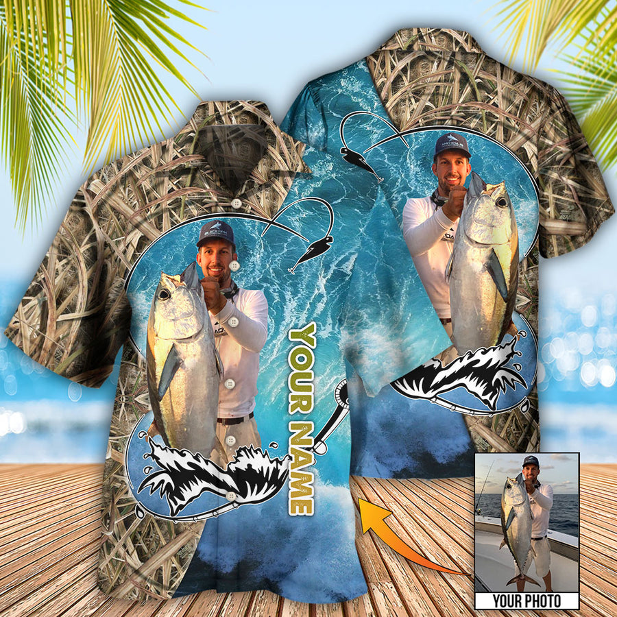 Custom Photo Fishing Blue Water Cool - Personalized Hawaiian Shirt