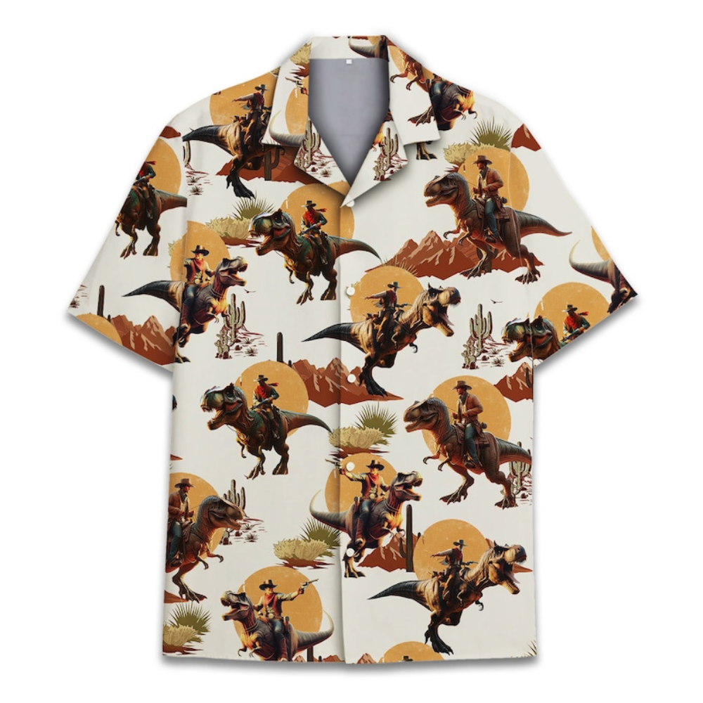 Kentucky Derby Western Cowboy Dinosaur - Hawaiian Shirt