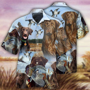 Chocolate Labrador Retriever Hunting Blue Sky - Gift For Hunting Lovers - Hawaiian Shirt