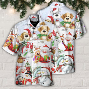 Christmas Santa And Snowman Happy Together - Hawaiian Shirt