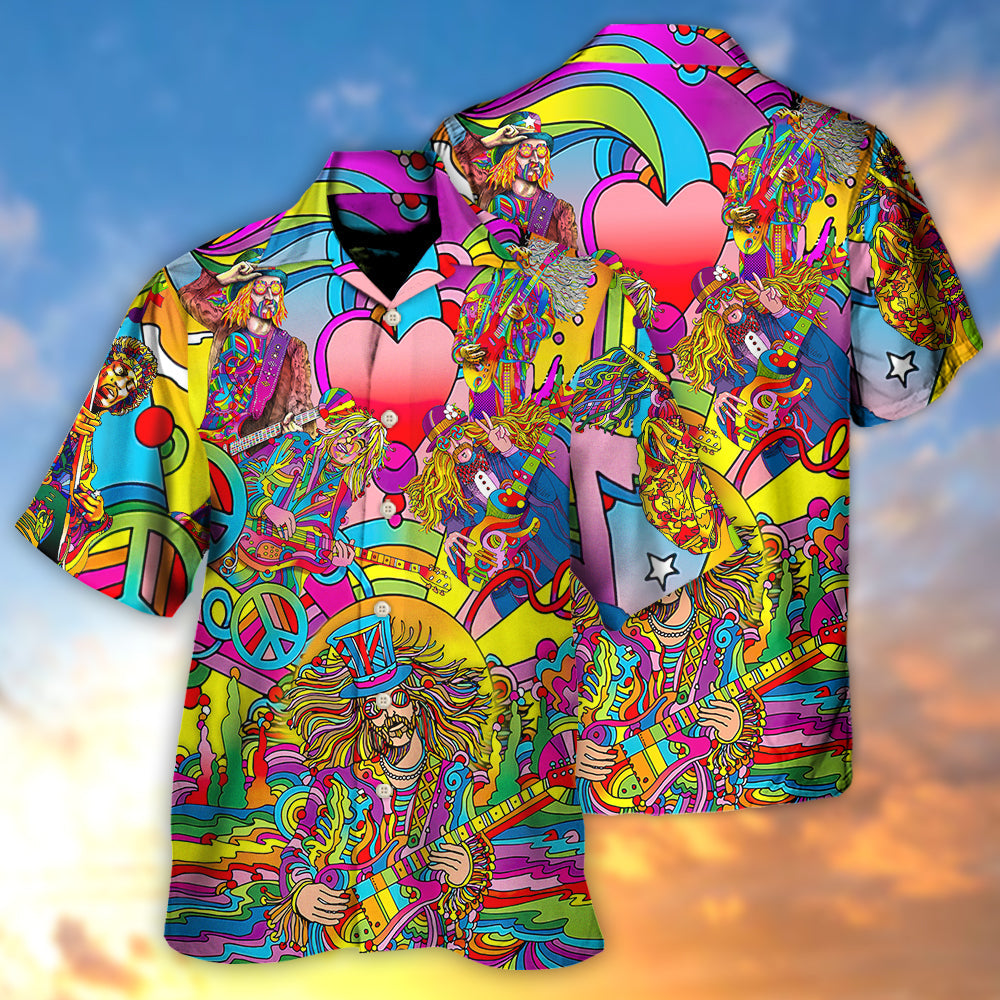 Music Guitar Psychedelic Hippie Musician - Hawaiian Shirt