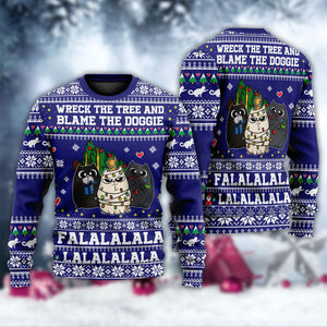 Cat Wreck The Tree Meowy Style Ugly Christmas Sweater