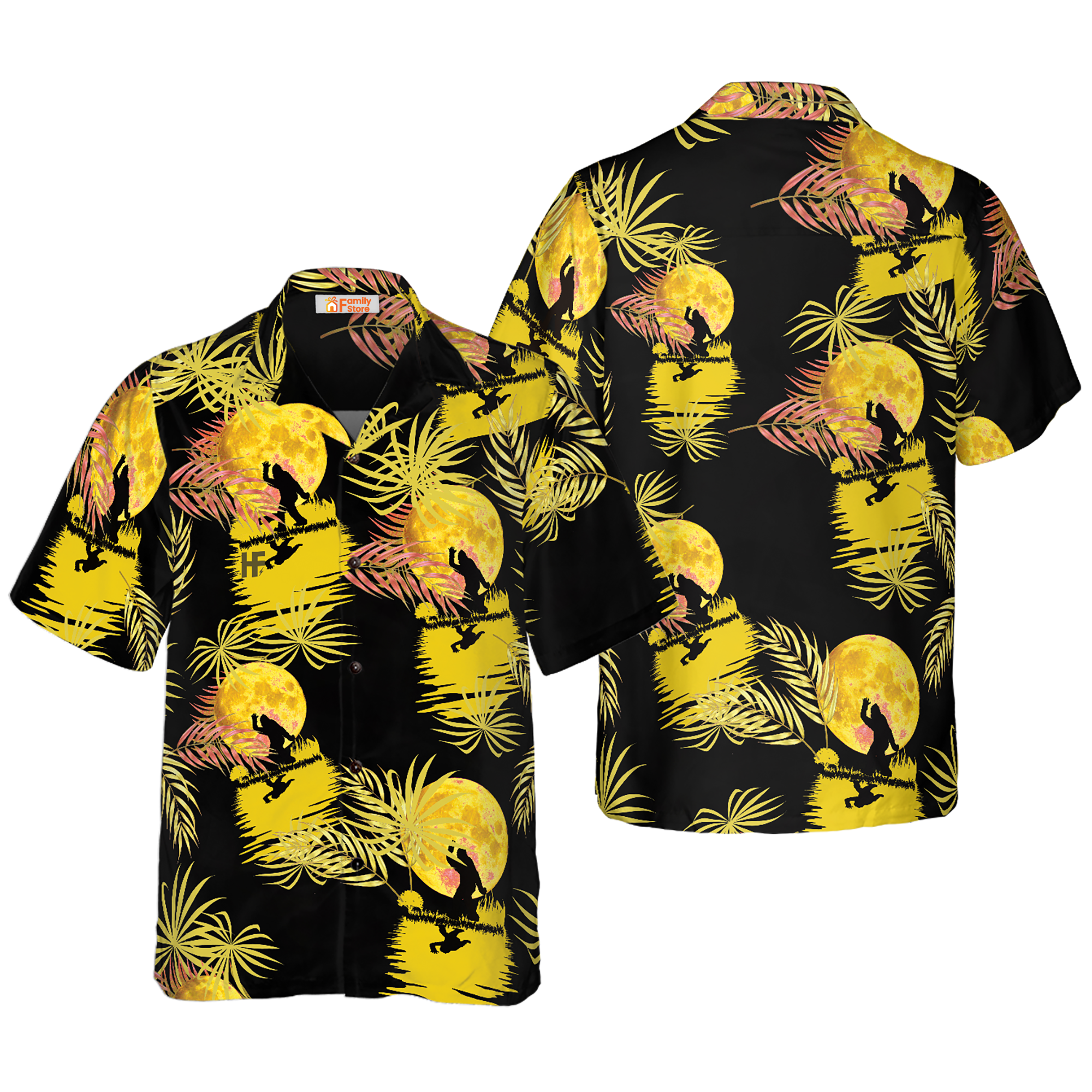 Black And Yellow Moonlight Bigfoot - Gift For Men And Women - Hawaiian Shirt