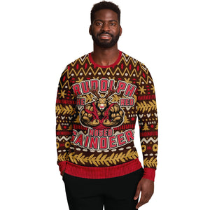 Muscle Rudolph The Red Nosed Gaindeer Ugly Christmas Sweater