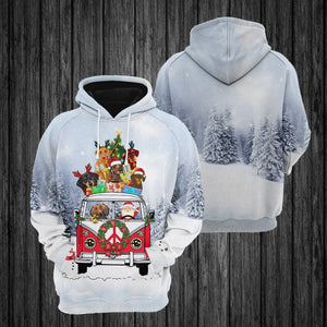 Christmas Peace Dachshund Red Truck - Hoodie