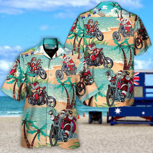 Christmas In July Driving With Santa Claus On Summer Beach - Hawaiian Shirt