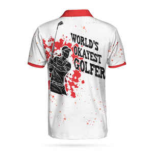 World's Okayest Splash Golfer Silhouette White Best Golf Polo Shirt