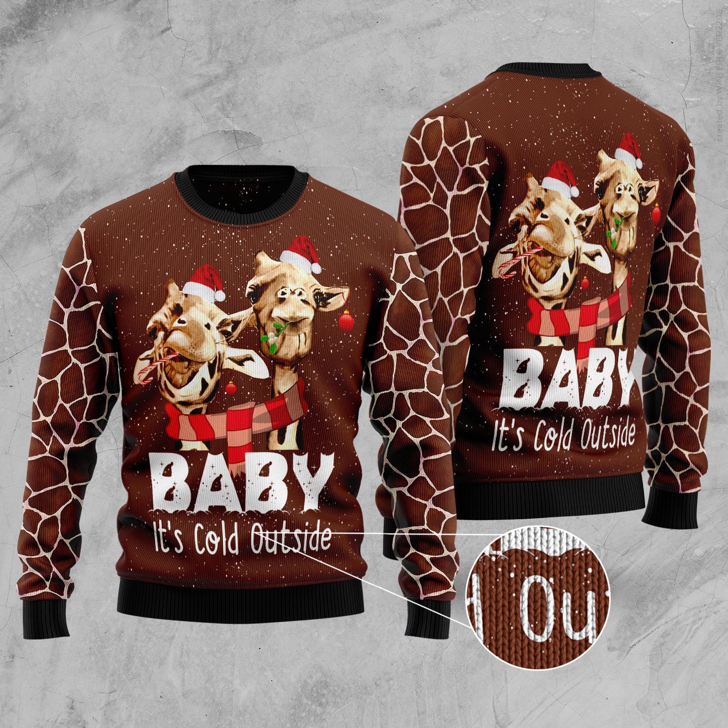 Funny Giraffe Baby It's Cold Outside Ugly Sweater