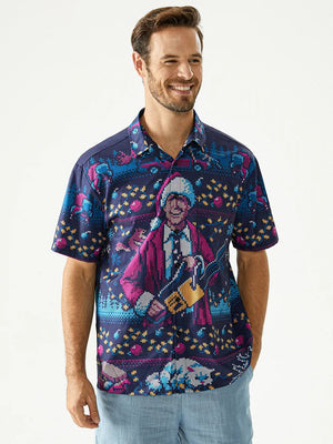 Christmas Man Holding A Saw And Squirrel - Hawaiian Shirt