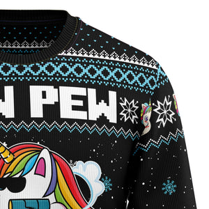 Unicorn Pew Pew Christmas Ugly Sweater