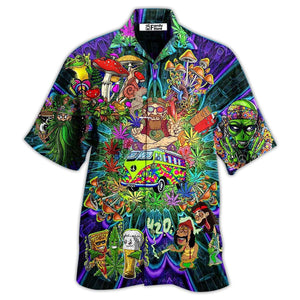 Hippie Mushroom Alien Bus Everything Funny - Hawaiian Shirt