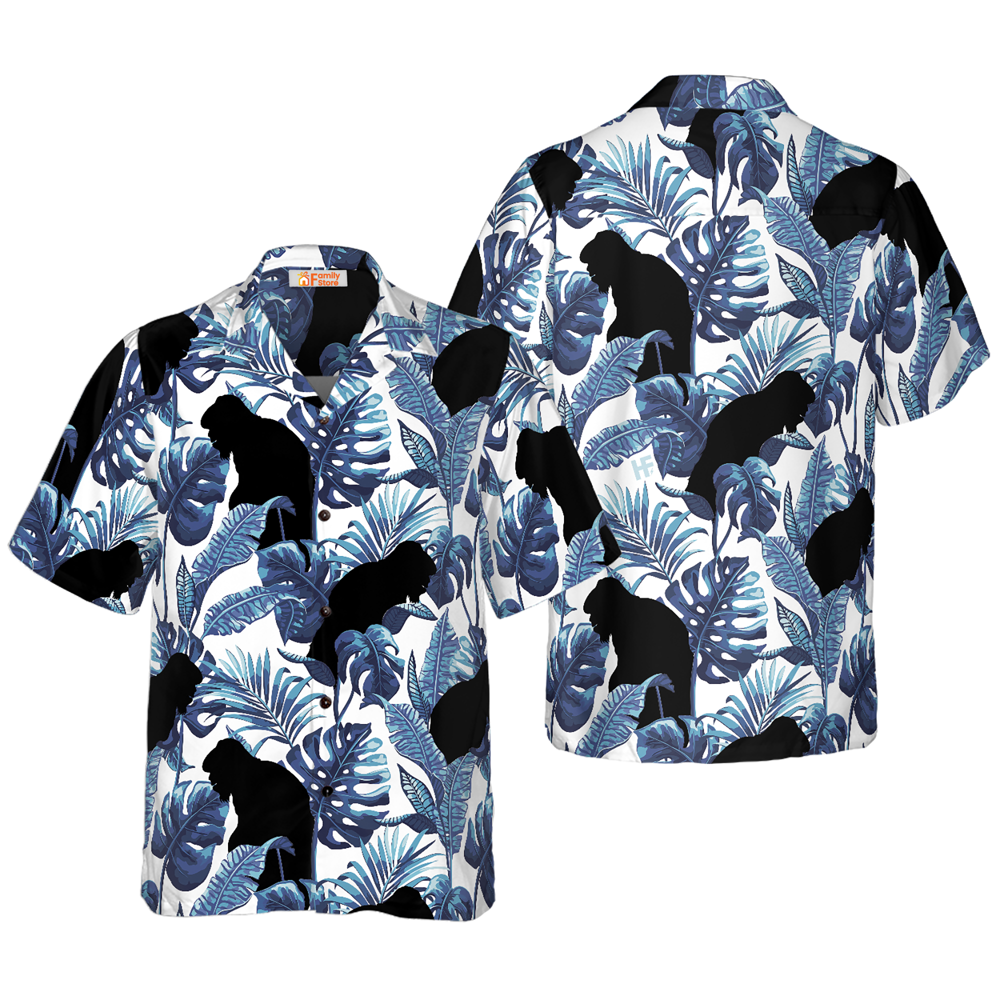 White And Navy Blue Tropical Floral Bigfoot - Gift For Men And Women  - Hawaiian Shirt