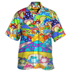 Hippie Frog Mushroom Hippie Colorful Art Peace - Hawaiian Shirt