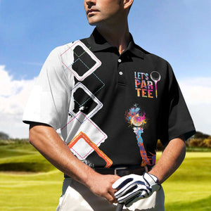 Let's Par Tee Colorful Lady Liberty Patriotic Golfer Polo Shirt For Men