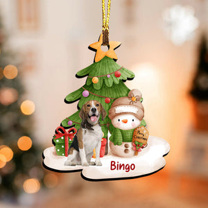 Christmas Tree And Pet - Gift For Pet Lover - Personalized Photo Custom Shaped Wooden Ornament