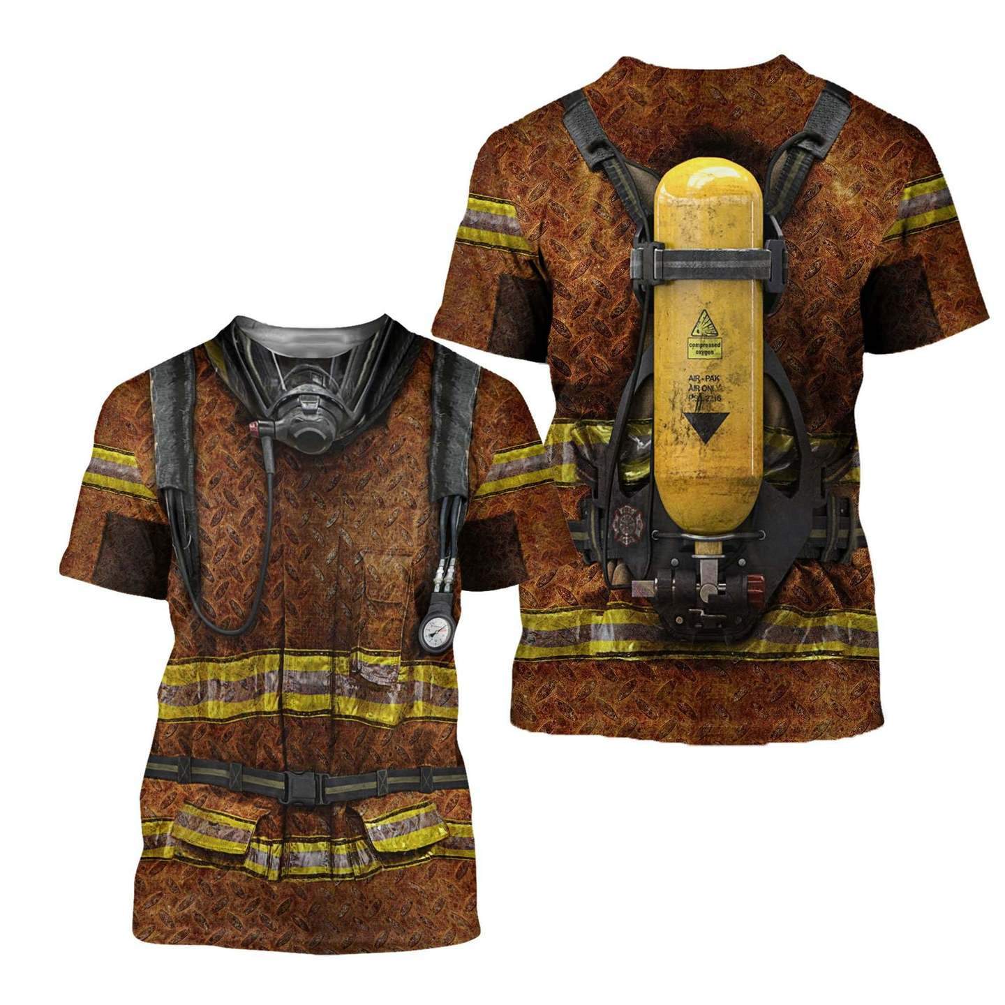 Firefighter All Over Print Costume Cosplay - T-Shirts