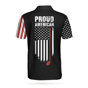 Proud American Dark Theme American Flag Patriotic Golf Polo Shirt For Men