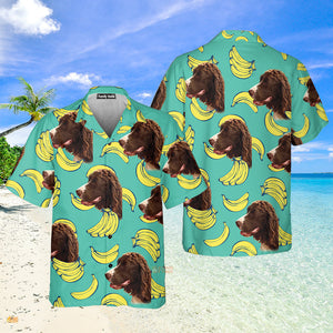 Custom Photo Banana Pattern Mint - Gift For Puppy Lovers - Personalized Hawaiian Shirt