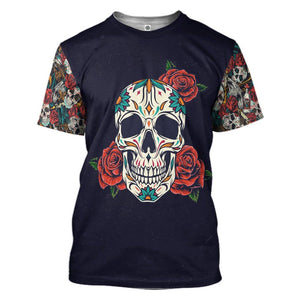 Skull Black T-Shirt 3D For Men & Women