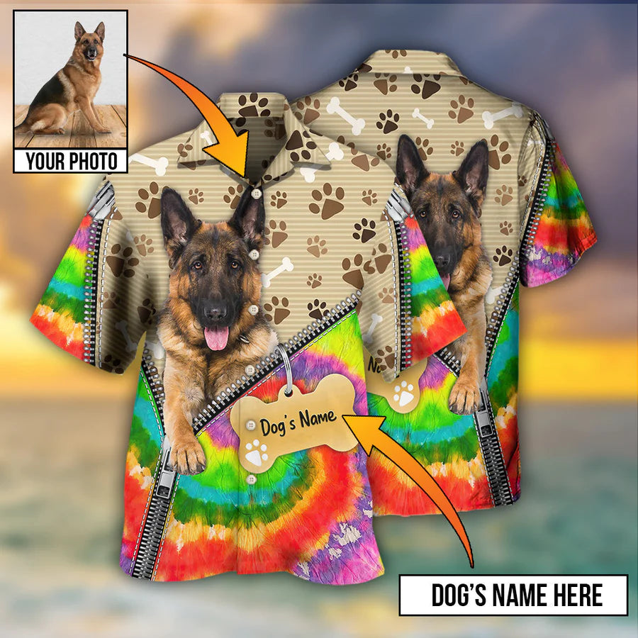 Custom Photo German Shepherd Various Colorful - Gift For Dog Lovers - Personalized Hawaiian Shirt