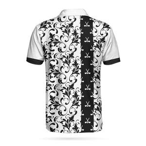 Floral Pattern In Black And White Floral Golf Polo Shirt For Men