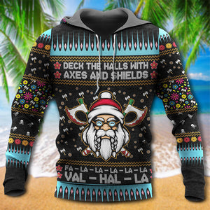 Viking Christmas Deck The Halls With Axes And Shields - Hoodie