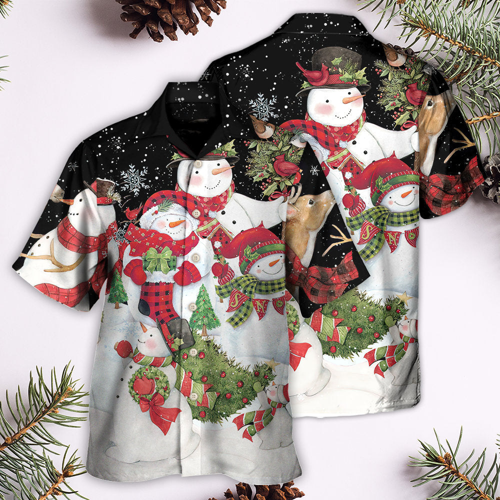 Christmas Cutie Snowman Happy Xmas Cardinal - Hawaiian Shirt