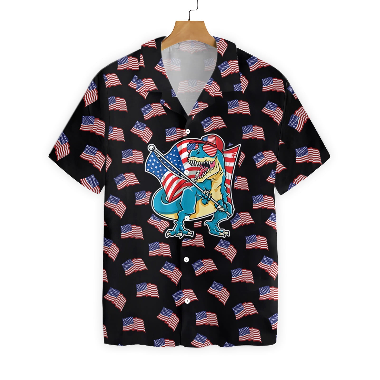 American Flag T-Rex - Hawaiian Shirt