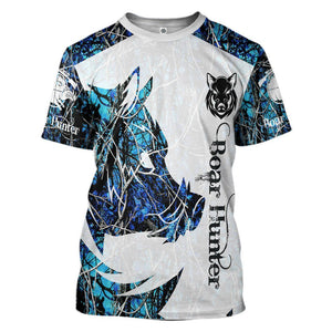 Boar Hunter Blue T-Shirt 3D For Men & Women