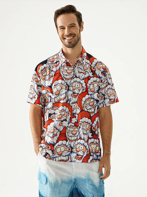 Christmas Funny Emotion Santa Claus's Face - Hawaiian Shirt