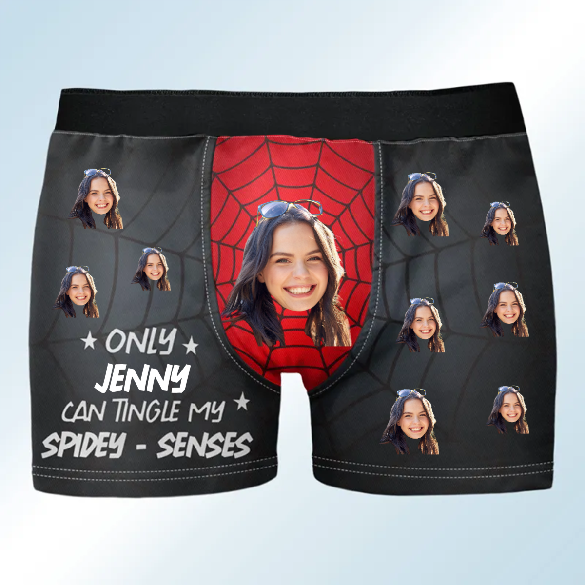 Custom Photo Only She Tingle My Spidey Senses - Funny Gift For Husband, Boyfriend- Personalized Men's Boxer Briefs