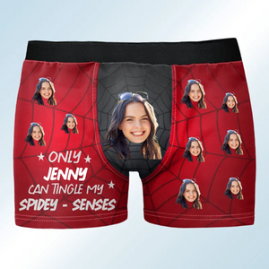 Custom Photo Only She Tingle My Spidey Senses - Funny Gift For Husband, Boyfriend- Personalized Men's Boxer Briefs