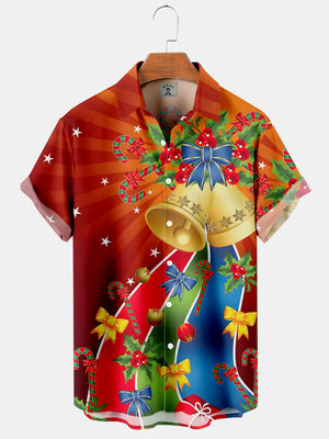 Christmas Golden Bell Candy Cane - Hawaiian Shirt