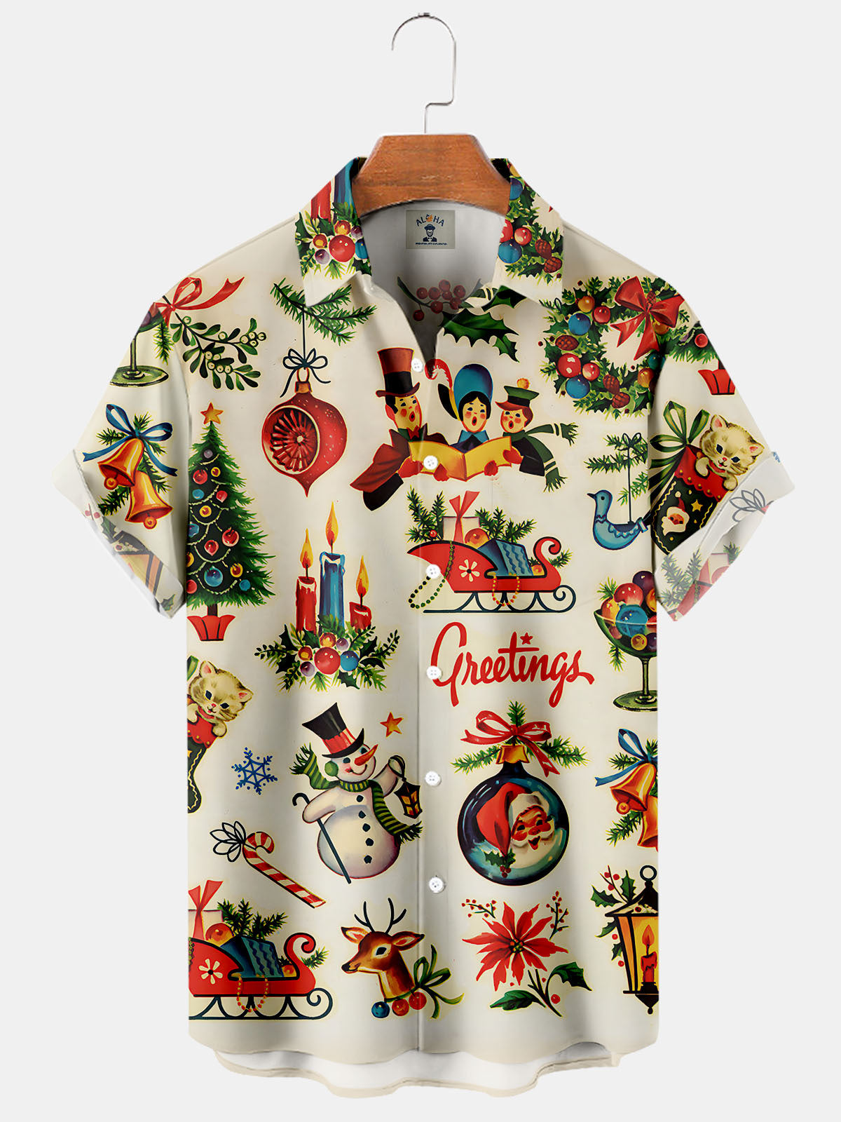 Greeting Christmas Retro Vintage Style - Hawaiian Shirt