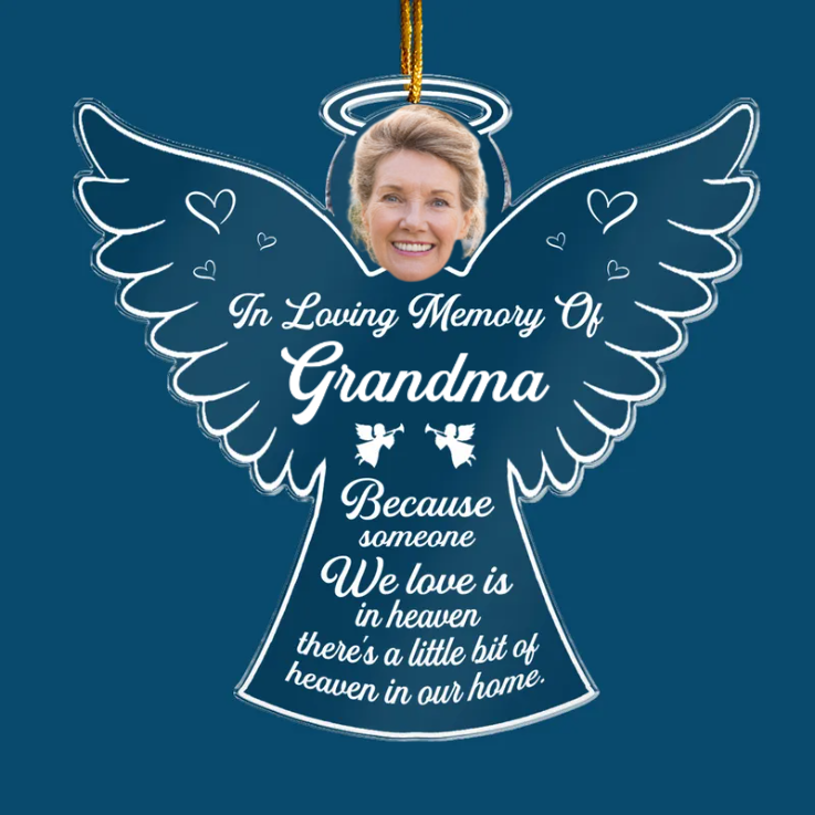 Custom Photo Heaven In Our Home - Memorial Gift For Family- Personalized Custom Shaped Acrylic Ornament