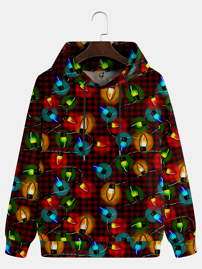 Christmas Colorful Lights Plaid - For Men And Women - Hoodie