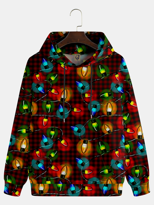 Christmas Colorful Lights Plaid - For Men And Women - Hoodie