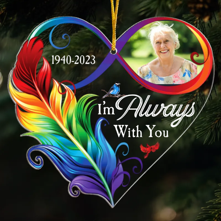 Custom Photo I'm Always With You Infinity Love - Memorial Gift For Family- Personalized Custom Shaped Acrylic Ornament