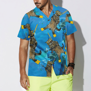 Cat Diver Hawaiian Shirt