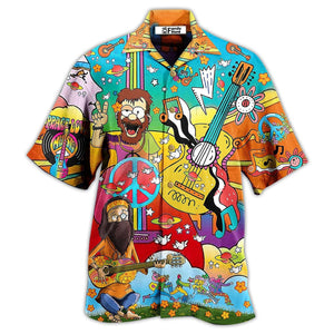 Hippie Music Guitar Peace Life Color - Hawaiian Shirt